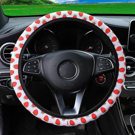 Housse de volant à fraise universelle 14,5-15 pouces, protection antidérapante pour volant de voiture, accessoire pour femmes et filles (1/5)
