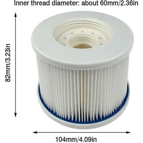 Filtre de piscine Sunbay - Diamètre du filtre: 104 mm - Hauteur: 82 mm - Diamètre intérieur: 60 mm (1/4)