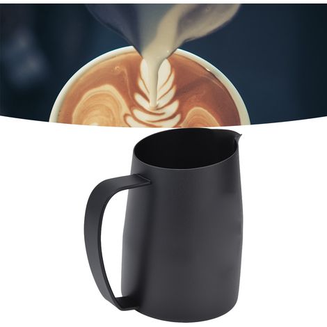 Pichet/tasse à mousser le lait avec bec verseur incliné extra-épais de 450 ml - Noir (1/5)