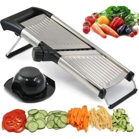 Mandoline de Cuisine Professionnel - Mandoline Légumes Réglable Multifonctions en Acier Inoxydable de avec Pied Antidérapant Pliable (1/4)
