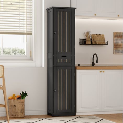 Mobile cucina 40 x 30 x 170 cm con 2 ante, 1 cassetto e 4 ripiani regolabili, nero OKMYHOME (1/5)