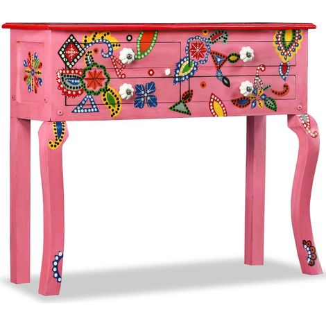 Buffet credenza mobile consolle contenitore legno massello di mango dipinto a mano di rosa 4402021