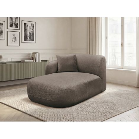 BOBOCHIC - Méridienne avec accoudoir pour canapé modulable ANDA tissu chenille Angle gauche  Taupe