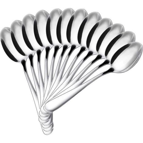 Cucchiai da minestra - Acciaio inossidabile - Set da 10 pezzi - 18,5 x 4,4 cm - Resistenti - Lavabili in lavastoviglie (1/3)
