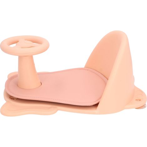 Siège de bain pour bébé avec dossier confortable et coussin antidérapant, rose. (1/5)