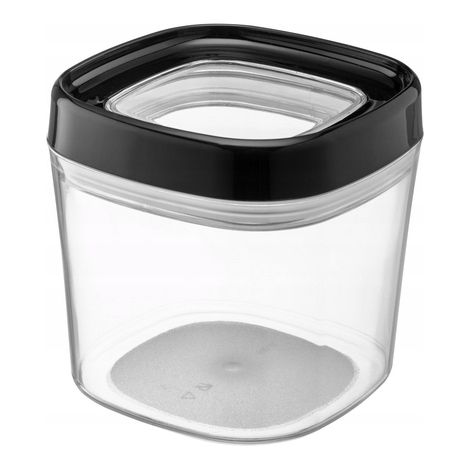 KADAX Recipiente de plástico transparente con tapa para harina, cereales, azúcar y pasta (600 ml, negro) (1/5)