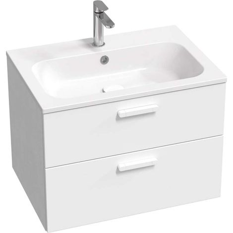 Ravak Chrome II - Mueble lavabo 70x50x49 cm, 2 cajones, blanco brillo X000001777