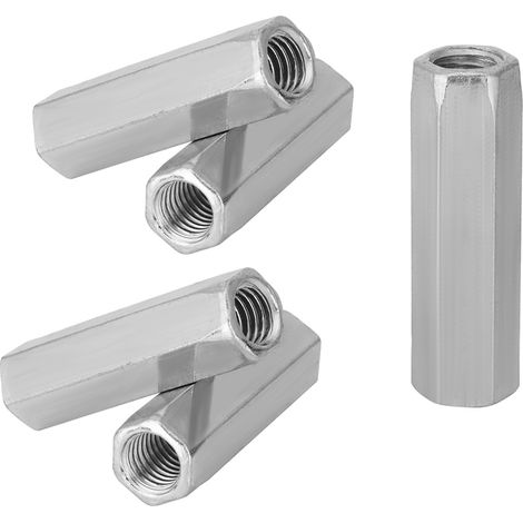 5 Stück verzinkte Stahl-Sechskantmuttern M1040/50, lange Sechskantmuttern mit Sechskantgewinde, Gewindebefestigungselemente (M1040) (1/5)