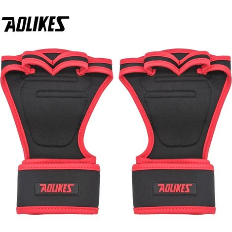 (Rouge, Taille XL) Gants d'haltérophilie, entraînement et fitness, protège-poignets, protège-mains, unisexe. (1/2)