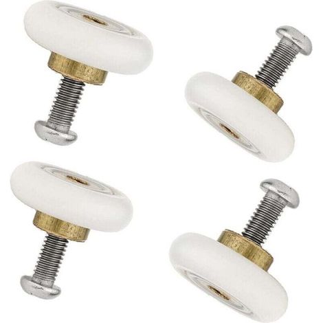 4 rouleaux de remplacement pour porte de douche rainurés - Diamètre 19 mm - Blanc - OUYLAF