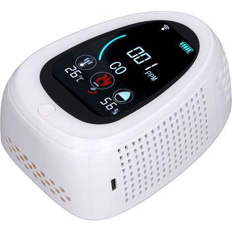 Détecteur de monoxyde de carbone avec télécommande Wi-Fi, chargement USB et surveillance en temps réel. Détecteur de fumée avec écran LCD. (1/5)