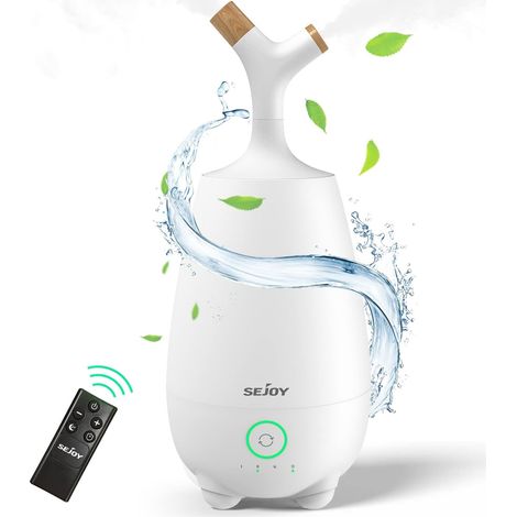 Humidificateur d'air Chambre 5L Humidificateur d'air Bébé Ultrasonique Humidificateur Silencieux pour Plante avec Diffuseur d'huiles Essentielles et Télécommande, Blanc (1/5)