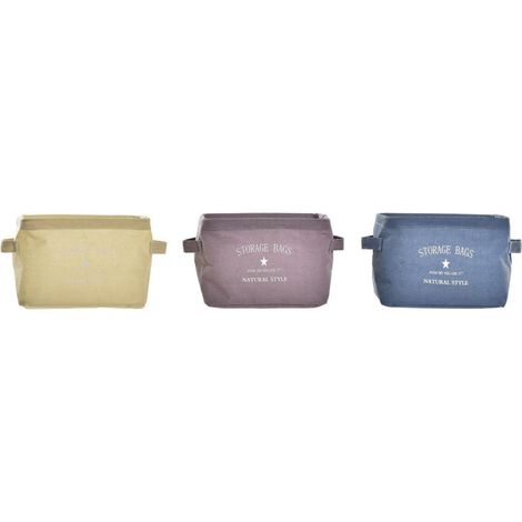 Panier - DKD HOME DECOR - Standard - Toile - 20x16x15 cm - Couleurs Jaune, Bleu, Grenat (1/4)
