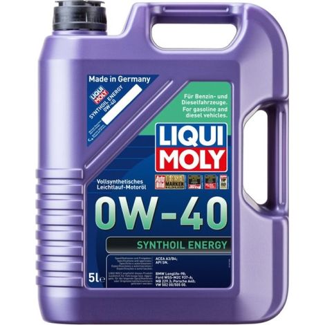 Huile LIQUI MOLY 0W40 5L SYNTHOIL ENERGY A3/B4 / SM/CF / 229.3 / A40 / 502.00 505.00 / WSS-M2C 937-A