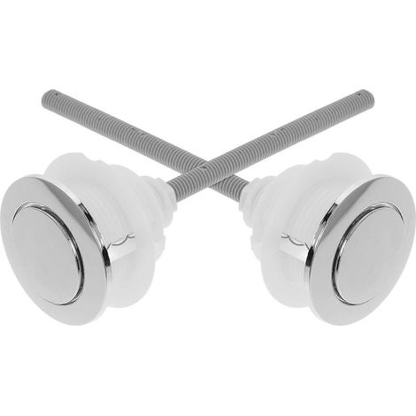 Boutons de chasse d'eau pour réservoir de toilette (paquet de 2), taille domestique, 38x46mm, argent, pièces de rechange durables. (1/5)