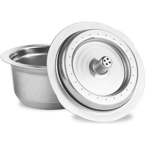 Cápsula recargable de acero inoxidable, compatible con Vertuoline GCA1/De'Longhi ENV135/150/BNV450WHT1BUC1 – El set incluye filtro, cuchara, cepillo, 59 mm x 28 mm, capacidad de 12 g (1/5)