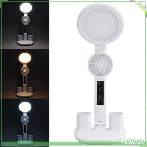 Fafeicy lampe de bureau avec porte-stylo Lampe de Bureau à LED Polyvalente avec Ventilateur et Supports à Double Stylo beaute cils (1/5)