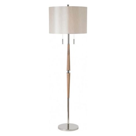 Lampadaire nickel/bois abat-jour crème 2xE27 Endon (1/2)