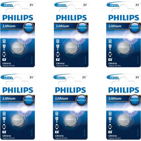 .6 Piles Philips CR1616.