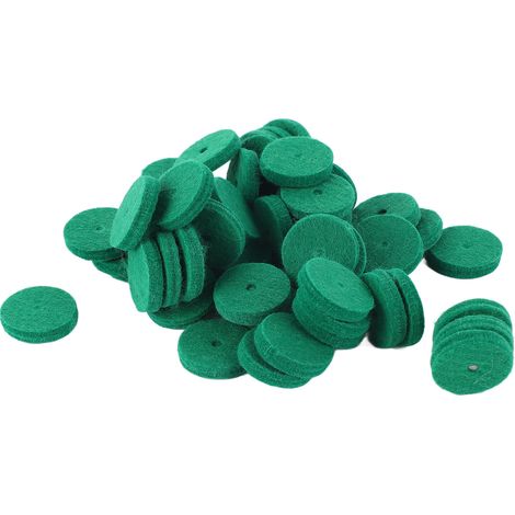 90 patins en feutrine pour piano de 22 mm, ronds, antibruit, avec rondelles d'équilibrage vertes. (1/5)