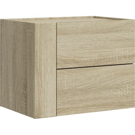Comodino sospeso con due cassetti 45 x 30 x 35 cm in derivati del legno color rovere DEC034287