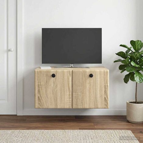 vidaXL Meuble TV mural 59,5 x 41 x 30 cm Chêne Sonoma (1/5)