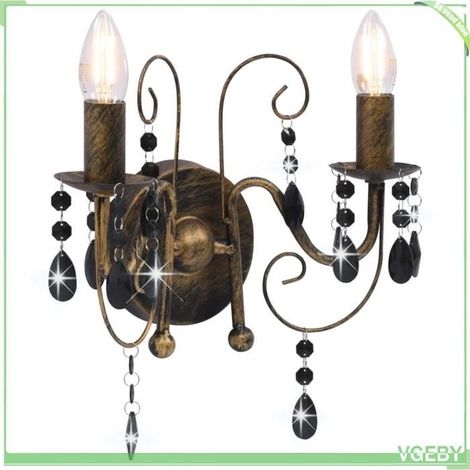 Applique murale - FAF7291712406409 - Noir antique - Perles acrylique - 2x E14 (1/5)