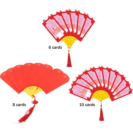 Roter Faltumschlag in Fächerform, ideal für das chinesische Neujahr 2023, das Jahr des Hasen. Material: Papier. (1/5)