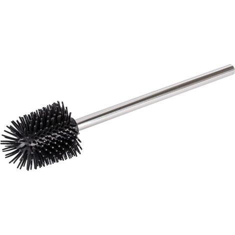 Brosse de silicone avec manche acier inox Brosse de toilette avec tête de rechange en silicone Brillant (1/4)
