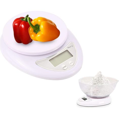 Balance de cuisine numérique Dream God 11 lb / 5 kg (1 g) - Balance portable ultra-mince pour peser les collations liquides (avec plateau)