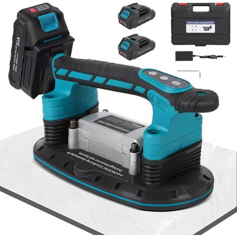 Vibromasseur de carrelage et ventouses 2 en 1 avec ventouse 30 x 16 cm, capacité de charge de 250 kg, machine à vibration électrique pour carrelage de 2 m et mur, brique