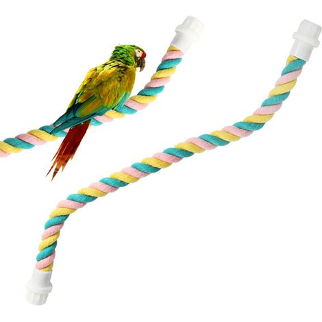 Perchoir En Corde - Pour Perroquets Et Oiseaux - Cordon Élastique Flexible Avec Métal Souple - Idéal Pour Enrichissement Environnemental En Cage - 1 Pièce (1/5)