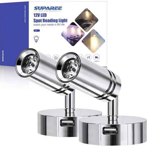 Éclairage LED 12V SUPAREE pour Camping-car, USB avec Commande Vocale et Tactile, Lampe d'intérieur pour Van, Caravane, RV, Bateau, Variation d'intensité, Blanc Chaud 2700K-3200K, Lot de 2 (1/5)