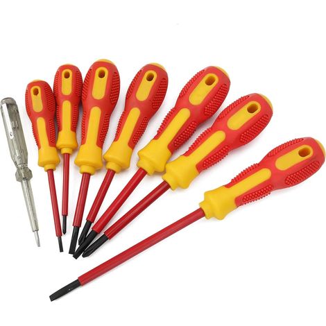 Set 7 Cacciaviti Con Punta Magnetica A Croce E Taglio Isolati Cercafase 2021-E (1/5)