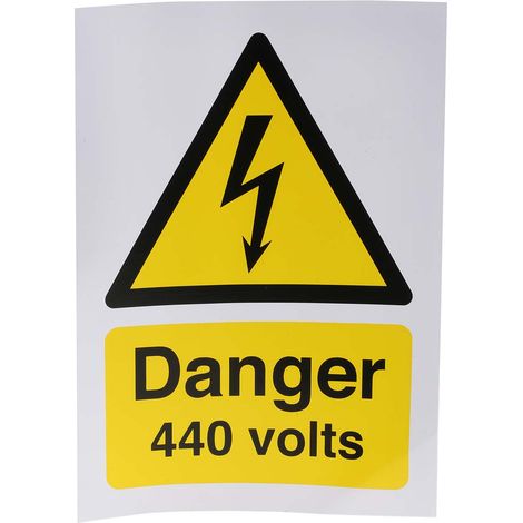 Panneau de danger, avec pictogramme : Danger Electricité " Danger 440 Volts " , Auto-adhésif ( Prix pour 1 ) (1/2)