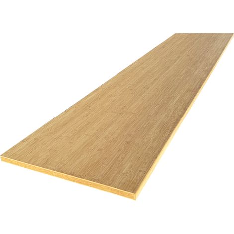 Plan de travail bois massif Bambou Caramel lamellé collé L.250 x P.65 cm, Ep.26 mm (1/5)