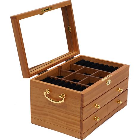 3-stufig Schmuckkästchen Mit Spiegel Schmucklagerbox Jewellery Stock Box Schmucklade Schmuckaufbewahrungsbox (1/5)