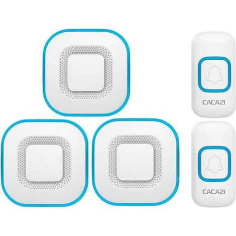 Kabellose Türklingel, smarte LED-Türklingel für Zuhause, 3 Klingeln, 2 Tasten, weiß