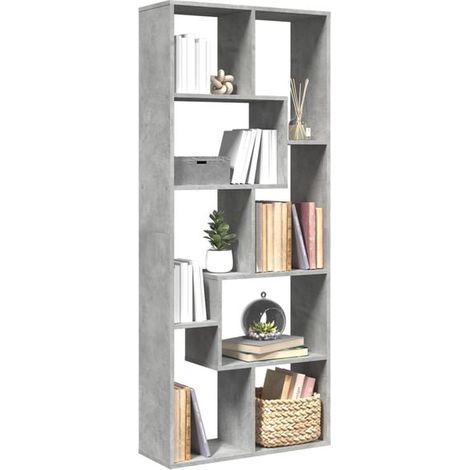 Étagère de Séparation en Béton Gris, 67x25x161,5 cm, Meuble Cloison et Rangement pour Intérieur (1/5)