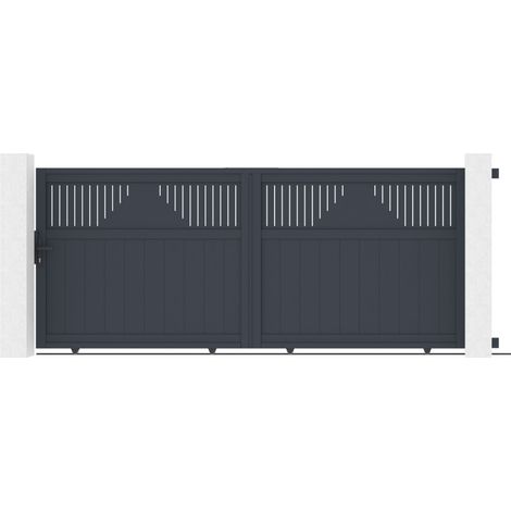 Portail coulissant aluminium 340x140 cm anthracite motorisable (1/5)