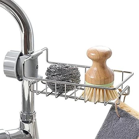 Égouttoir réglable pour évier, rangement pour éponge de robinet, support pour robinet, liquide vaisselle, égouttoir, étagère, panier, boîte de rangement, accessoires de cuisine et de salle de bain-Aqu (1/5)