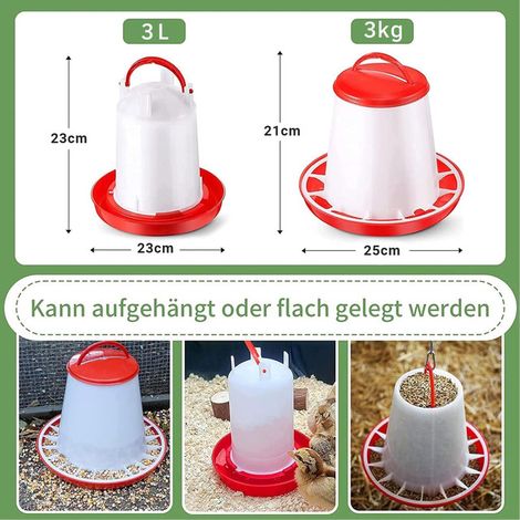 Kit Mangeoire et Abreuvoir pour Poules et Volailles Distributeur Automatique de Nourriture et d'Eau pour Basse-Cour Oiseau Pigeon Canard Oie (1/5)