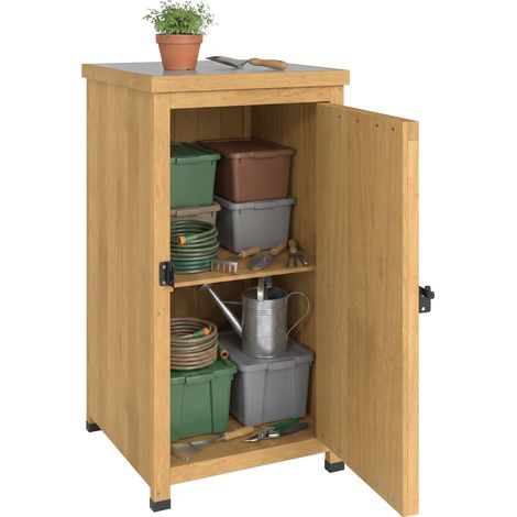 Outsunny Wooden Garden Shed, Garden Tool Storage Shed with Shelf Brown