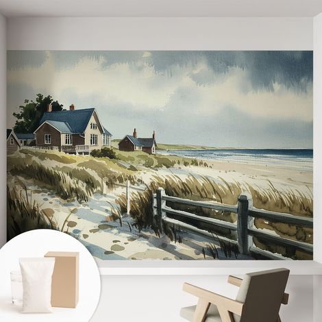 Carta Da Parati Non Tessuto - Decorazione Da Muro - Traspirante - Con Motivo - Per Camera Da Letto Cucina Dune sulla spiaggia 152x104 cm (1/5)
