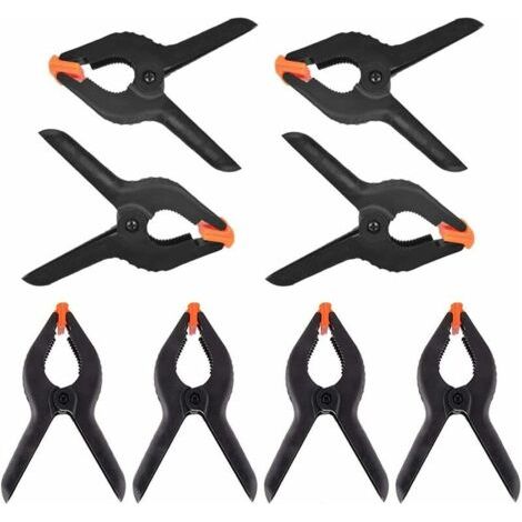 Set mit 8 Federklemmen, schwarze Kunststoff-Federklemmen, extra starke Griffklemmen, strukturierte Griffe, Heimwerkerwerkzeug (8,9 cm) (LGL) - AquaForge (1/5)