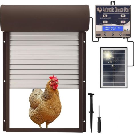 Jeffergarden – Porte automatique de poulailler solaire – Tôle de fer et plastique – Minuterie pour poules et canards – Installation facile (1/5)