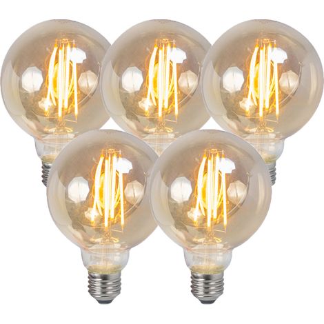 Set of 5 E27 Dimmable LED Filament Smoke Bulbs 5W 380LM 2200K