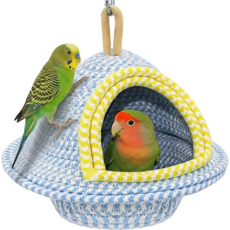 Nid d'oiseau en coton tressé à la main, adapté aux cages à oiseaux, robuste et confortable pour perroquet, qui sert en même temps d'incubateur et offre deux options de fixation, suspension (1/5)