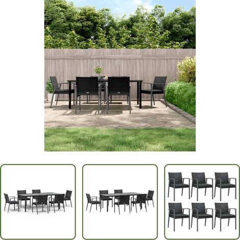 vidaXL Juego comedor jardín 7 piezas y cojines ratán sintético y acero (1/5)