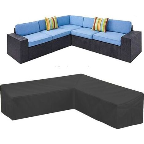 Housse canapé angle jardin Oxford 210D imperméable, protection meuble extérieur canapé en L 270x270x90 cm (1/4)